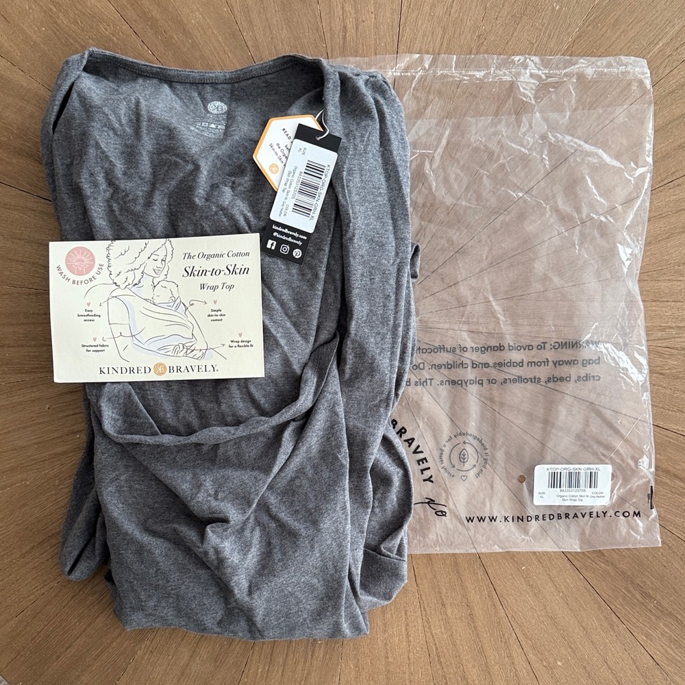 NWT Kindred Bravely Charcoal Wrap Top